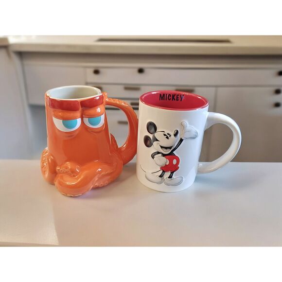 Disney Mugs LOT Mickey Mouse & Finding Dory Hank the Octopus Pixars - Picture 1 of 3